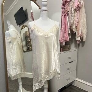 Cream Lace Chemise with Sheer Detailing